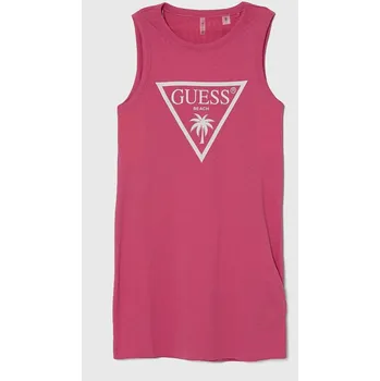 Dámské šaty Dětské bavlněné šaty Guess růžová barva, mini J4GK35.JA914.PPYH 42X, vel. 88-96
