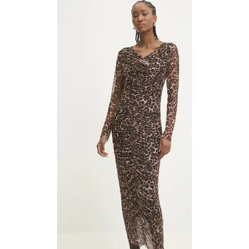 Dámské šaty Šaty Answear.LAB hnědá barva, midi 92738.ILK 88X, vel. S/M