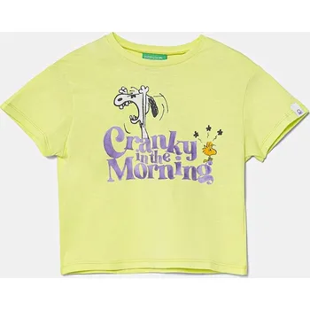 Dětské bavlněné tričko United Colors of Benetton 3X1SG10I9.P.Seasonal zelená 71X, vel. 116