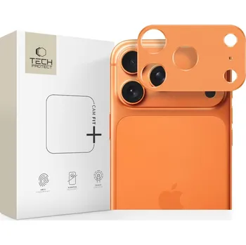 Náhradní kryt pro mobilní telefon Ochranné sklo pro zadní kameru Tech-Protect Camalloy Fit+ iPhone 17 Pro Max Cosmic Orange