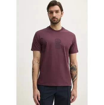 Bavlněné tričko BALR. vínová barva, s potiskem, B1112.1292 93X, vel. M