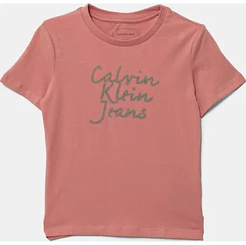 Chlapecké tričko Dětské bavlněné tričko Calvin Klein Jeans IN0IN00261.G.PPYA růžová 30X, vel. 68
