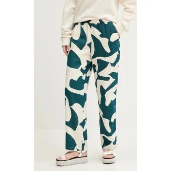 Dámské kalhoty Lněné kalhoty Abercrombie & Fitch dámské, béžová barva, jednoduché, high waist, KI156-5135 KI156.5135.238 01X, vel. XS