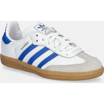 Chlapecká obuv Dětské kožené sneakers boty adidas Originals SAMBA OG modrá barva, JP5486 57X, EUR 31.5