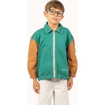 Chlapecká bunda Dětská bavlněná bunda Tinycottons COLOR BLOCKED JACKET SS25.208 zelená 77X, vel. 92