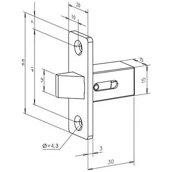 Střelkový zámek 802 fix, štulp 55x20x3 mm, šedě lakovaný