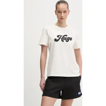 Pánské tričko Bavlněné tričko HUGO béžová barva, 50539101 01X, vel. XS