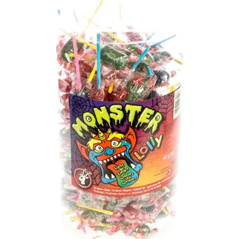 Bonbon Lízátko MONSTER LOLLY 10 g - balení 150 ks - BARVÍCÍ (balené barvící lízátko / celé balení 150 ks)