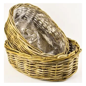 Obal na květináč, 42x15x35|37x13x30cm, s igelit. výplní, šedá, (balení obsahuje 2 kusy!)|Ego Dekor Indonesian Ratan