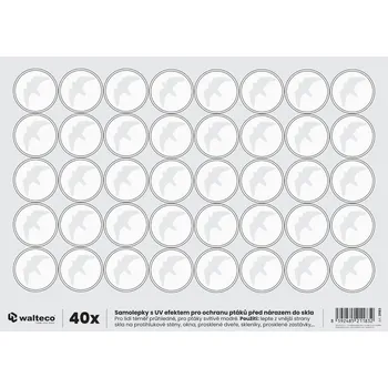 Walteco UV kolečka ø 36 mm na sklo, dravci, 250x350 mm, samolepka, 40 ks