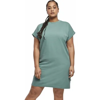 Dámské šaty Dámské šaty Urban Classics z organické bavlny s ohrnutými rukávy Barva: zelená střední, Velikost: 3XL
