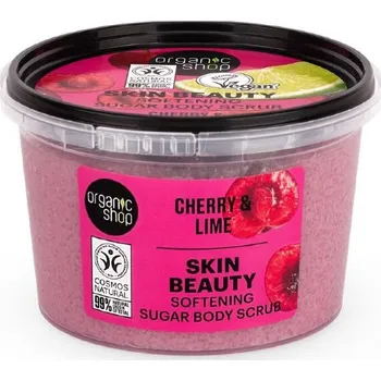 Tělový peeling Organic Shop Skin Beauty Cherry & Lime Softening Suger Body Scrub 250 ml