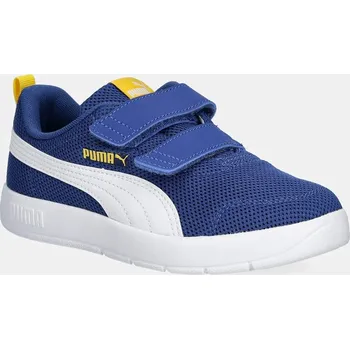 Chlapecké tenisky Dětské sneakers boty Puma Courtflex V3 Mesh PS modrá barva, 398085 398085.K 57X, EUR 28.5
