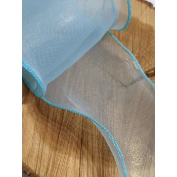 Stuha Organzová stuha s perleťovým leskem šíře 80 mm světle modrá