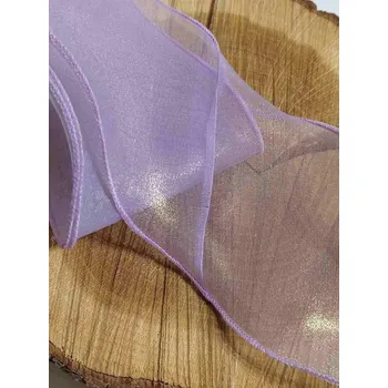 Stuha Organzová stuha s perleťovým leskem šíře 80 mm barva fialková