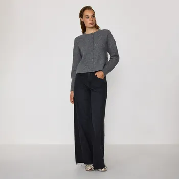 Dámský svetr Reserved - Kardigan se spadlou linií ramen - středně šedá - 275GP-85M - 275GP-85M-S