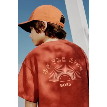 Chlapecké tričko Dětské bavlněné tričko BOSS oranžová barva, J52029 J52029.162.174 28X, vel. 174