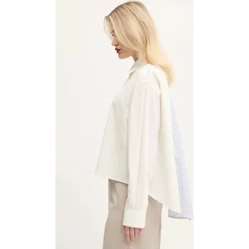 Bavlněná košile MM6 Maison Margiela S52DT0042 béžová 01X, vel. M