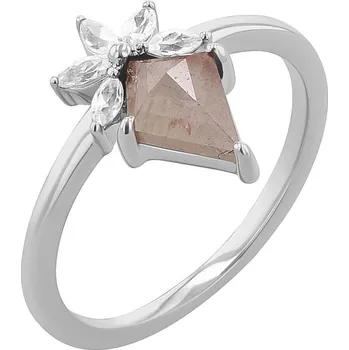 Prsten Prsten se salt and pepper diamantem a bílými moissanity Leony