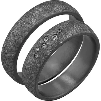 Prsten Škrábané snubní prsteny z tantalu s diamanty Azrael