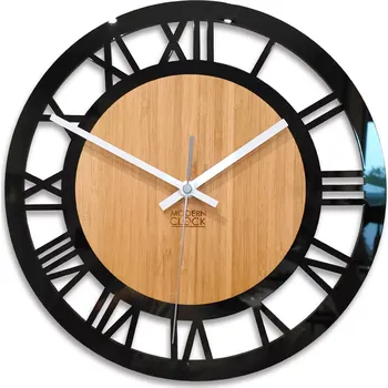 Hodiny Bambusové nástěnné hodiny Verona 30 cm hnědé/černé