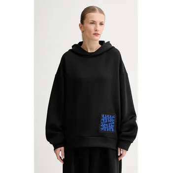 Dámská mikina Mikina MMC STUDIO dámská, černá barva, s kapucí, s aplikací, VERITE.HOODIE 99X, vel. ONE SIZE