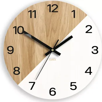 Hodiny Dřevěné nástěnné hodiny Oxford 33 cm dub přírodní/bílé