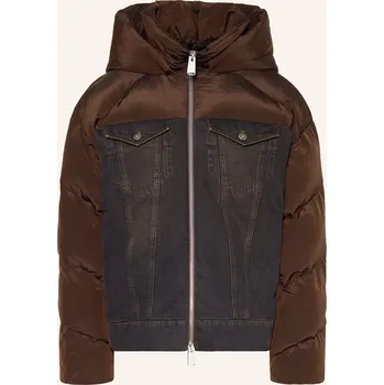 Dondup Dámská Prošívaná Bunda Z Kombinace Materiálů, tmavě...