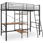 vidaXL Rám poschoďové postele se stolem šedý kov 90 x 200 cm