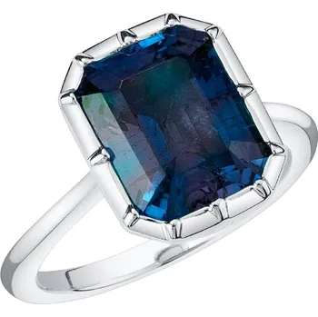 Šperk Zlatý bezel prsten s emerald lab-grown alexandritem Moly