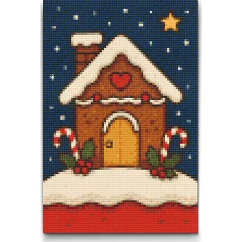Diamantové malování Diamantové malování - Vánoční perníková chaloupka Velikost: 20x30cm, Rámování: Pouze srolované plátno, Diamanty: Kulaté