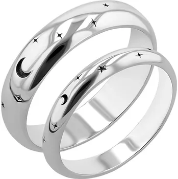 Prsten Platinové snubní prsteny s gravírem hvězd a měsíce Furilla
