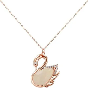 Přívěsek Opálový přívěsek z růžového zlata ve tvaru labutě Cisne
