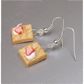 Náušnice CircusMind Sladké náušnice Fimo - vafle jahodové S3314