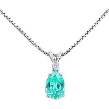 Šperk Zlatý přívěsek s pear lab-grown paraiba turmalínem a diamantem Benicio