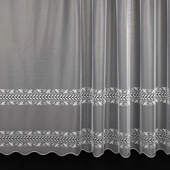 Záclona Žakárová záclona BIANKA 2505, ornamenty a květy, s bordurou, bílá, výška 250cm (v metráži)