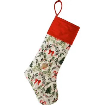 Vánoční dekorace Blancheporte Dekorativní vánoční ponožka s motivem věnce červená