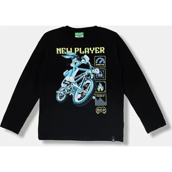 Chlapecké tričko Dětské bavlněné tričko s dlouhým rukávem United Colors of Benetton 3ATNC10RL.G.Seasonal černá 99X, vel. 168