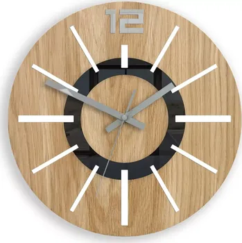 Hodiny Dřevěné nástěnné hodiny Nordic 33 cm dub přírodní/bílé
