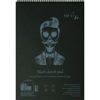 SMLT Blok spirálový Authentic Black na skicování a malbu A3, 165 g/m2, 30 listů