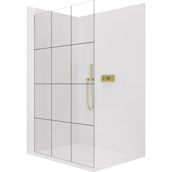 Cerano Sprchová zástěna Walk-in Crystal L/P, 8 mm, bezvzpěrový systém, zlatá kartáčovaná, industriální sklo, 140x200 cm, CER-8050BD6689