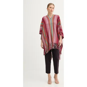 Dámský svetr Pončo s příměsí vlny Missoni POQYWMDA224 červená 29A, vel. ONE SIZE