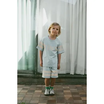 Dětské bavlněné šortky Tinycottons STRIPES LOGO SHORT SS25.139 modrá 50X, vel. 98