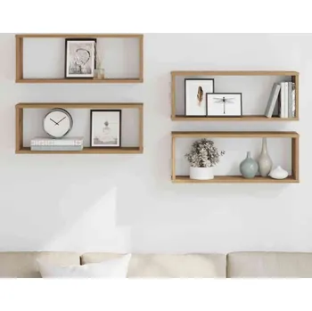 police vidaXL Nástěnné obdélníkové police 4 ks 60x15x23 cm dřevotříska [807134] Barva: dub artisan