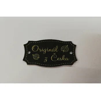 Štítek "Originál z Česka" 5x3cm, umělá kůže - černá