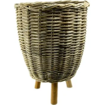 Květináč Obal na květináč|koš na nožičkách, s igelit. výplní, pr.43x54cm, šedá, FSC 100%|Ego Dekor Indonesian Ratan