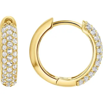 Náušnice Stříbrné pavé kruhové náušnice s bílými topazy Shaviv