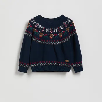 Chlapecké oblečení Reserved - Bavlněný svetr - ocelově modrá - 679FH-95M - 679FH-95M-98