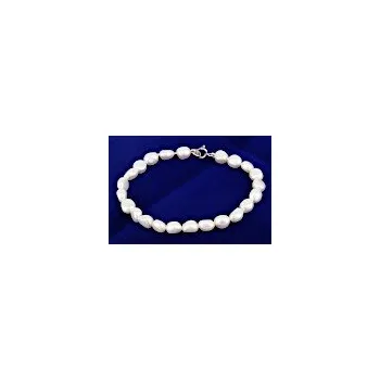 Náramek Náramek stříbrný Perla bílá sladkovodní nepravidelná - délka 20cm - 2