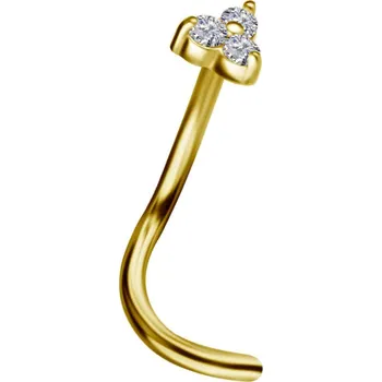 Piercing Atreya Zatočená nosovka z 18k zlata 750/1000 s třemi čirými laboratorními diamanty